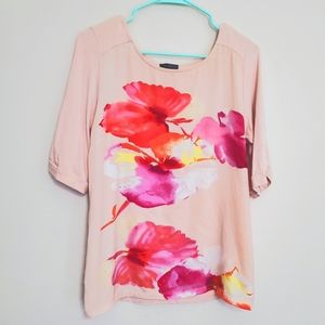 🔵 The Limited - peach floral 3/4 sleeve - Size L(tall)